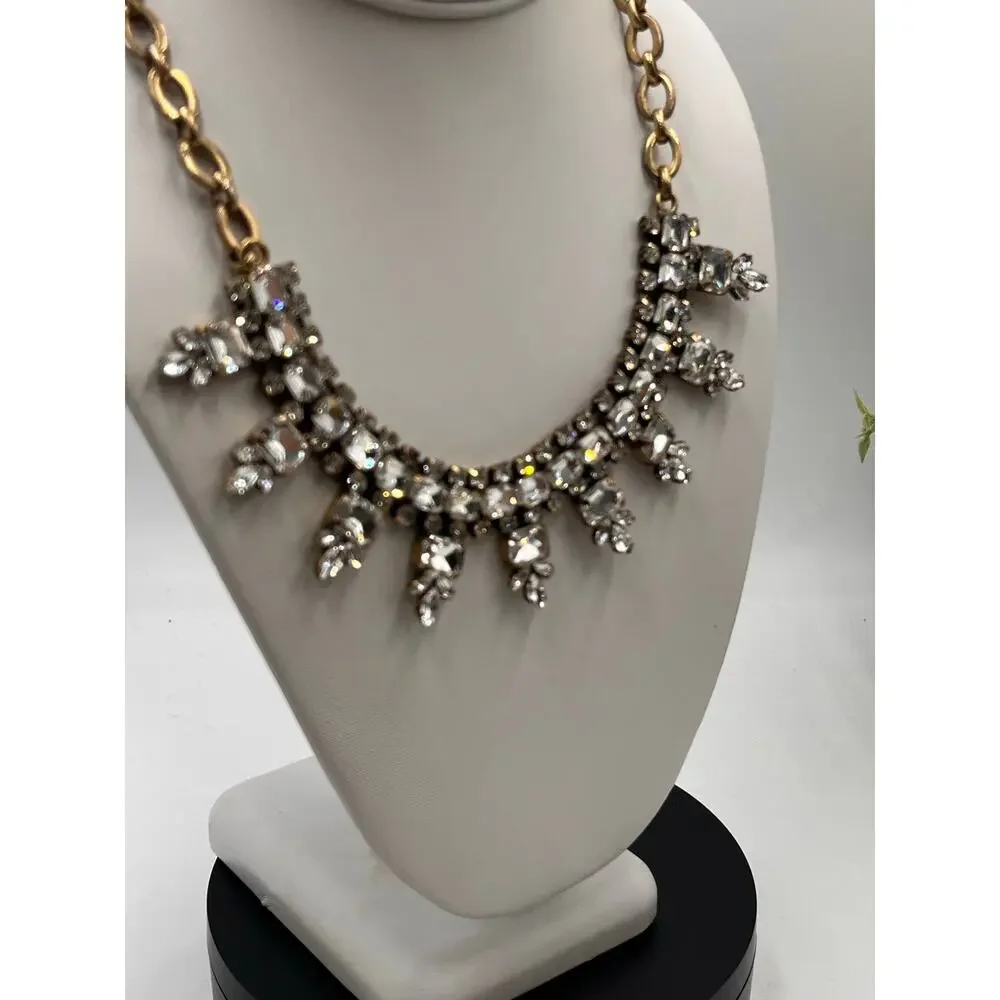 J. crew‎ Sparkling Rhinestone Fancy Bling Statement Gold Ox Necklace
